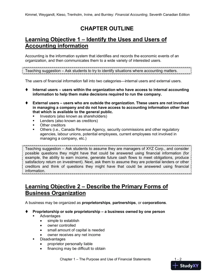 Class Notes for Financial Accounting: Tools for Business Decision-Making, Seventh Canadian Edition, page 3