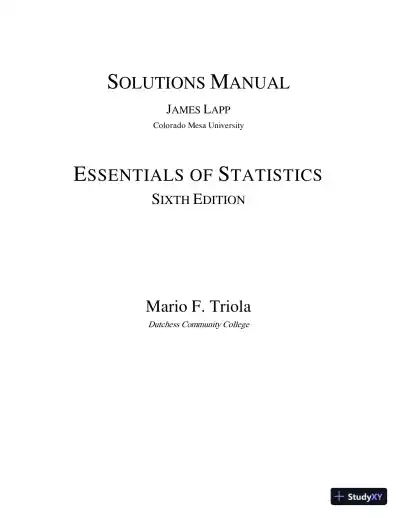 Solution Manual for Essentials of Statistics, 6th Edition - Page 1 preview image