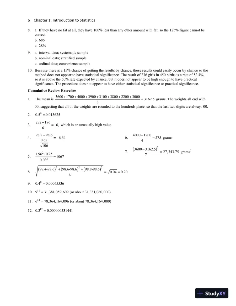 Solution Manual for Essentials of Statistics, 6th Edition, page 11