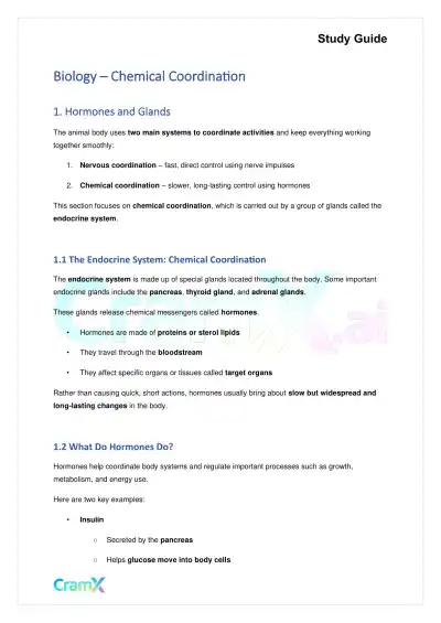 Biology - Chemical Coordination - Page 1 preview image