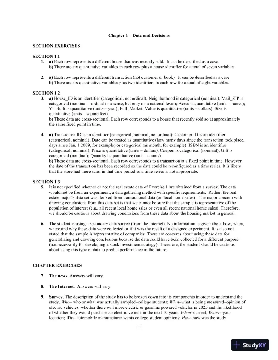 Solution Manual for Business Statistics, 4th Edition, page 5