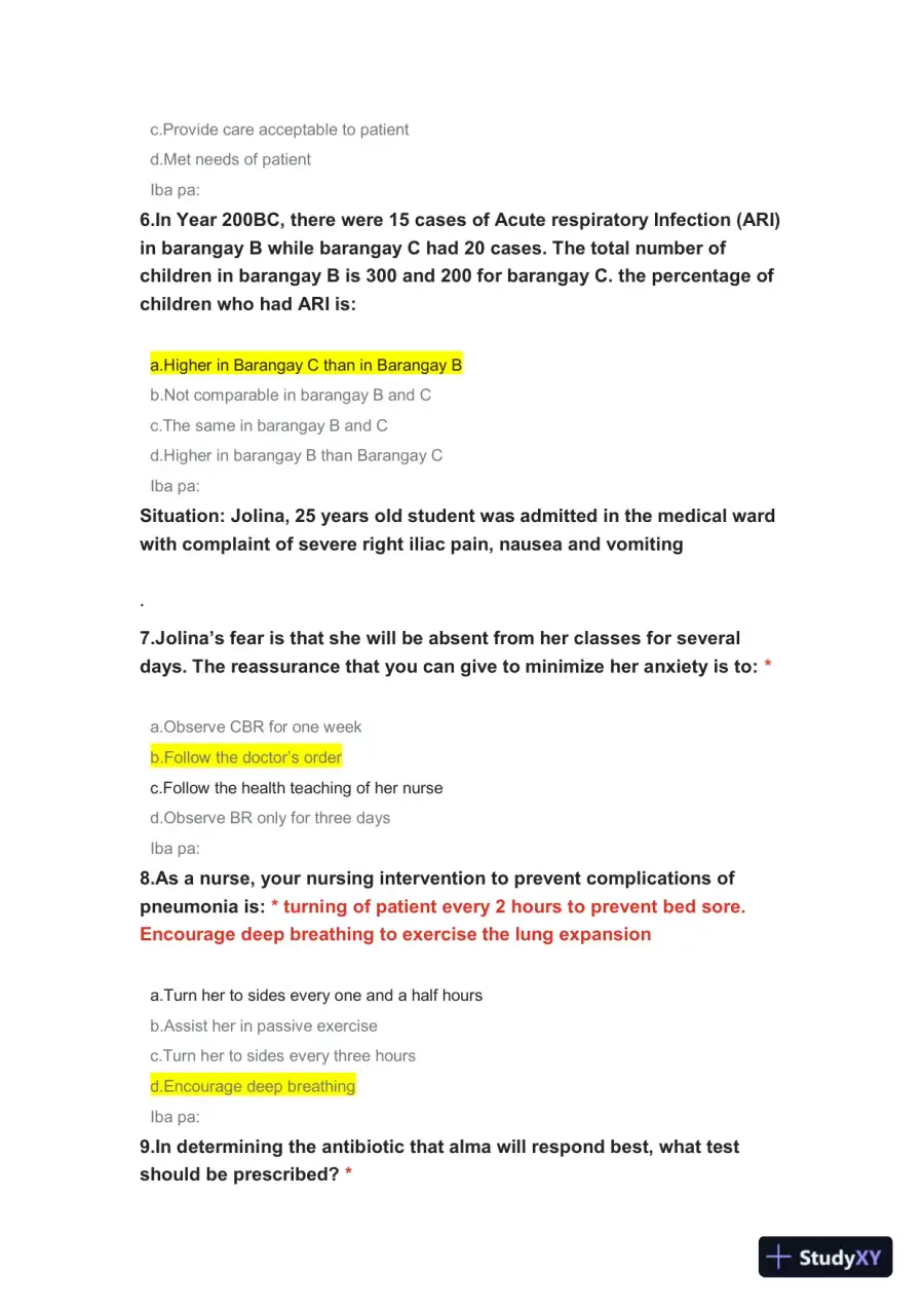 Medical Surgical Practice Exam With Answers (50 Solved Questions), page 3