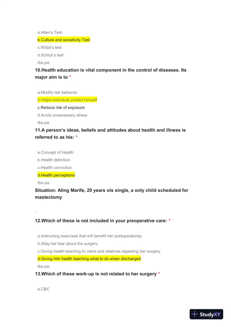 Medical Surgical Practice Exam With Answers (50 Solved Questions), page 4