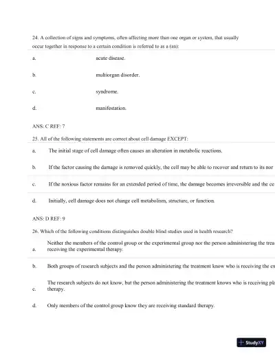 Test Bank for Porth's Essentials of Pathophysiology, 5th Edition (Chapters 1-28) - Page 11 preview image