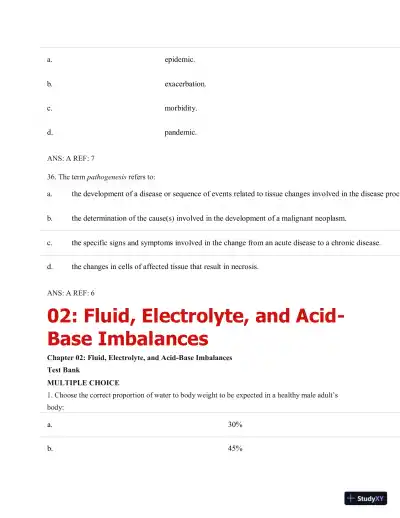 Test Bank for Porth's Essentials of Pathophysiology, 5th Edition (Chapters 1-28) - Page 15 preview image