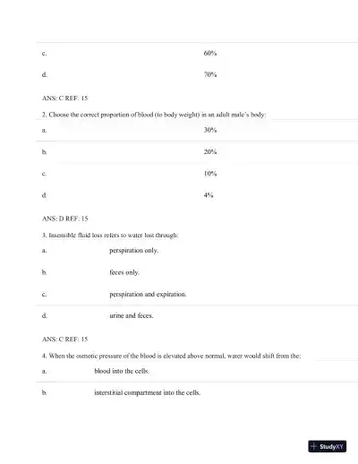 Test Bank for Porth's Essentials of Pathophysiology, 5th Edition (Chapters 1-28) - Page 16 preview image