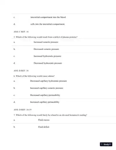 Test Bank for Porth's Essentials of Pathophysiology, 5th Edition (Chapters 1-28) - Page 17 preview image