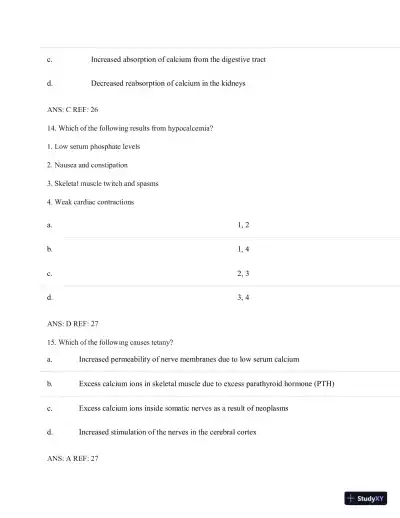 Test Bank for Porth's Essentials of Pathophysiology, 5th Edition (Chapters 1-28) - Page 20 preview image