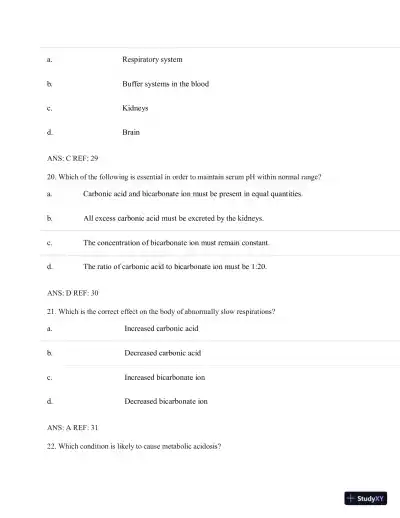 Test Bank for Porth's Essentials of Pathophysiology, 5th Edition (Chapters 1-28) - Page 22 preview image