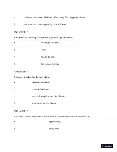 Test Bank for Porth's Essentials of Pathophysiology, 5th Edition (Chapters 1-28) - Page 4 preview image