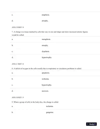 Test Bank for Porth's Essentials of Pathophysiology, 5th Edition (Chapters 1-28) - Page 5 preview image