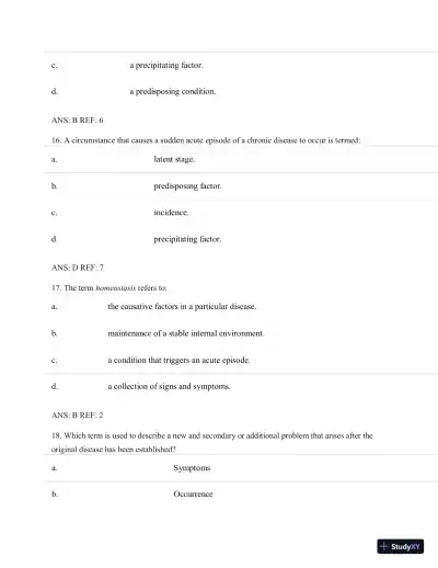 Test Bank for Porth's Essentials of Pathophysiology, 5th Edition (Chapters 1-28) - Page 8 preview image
