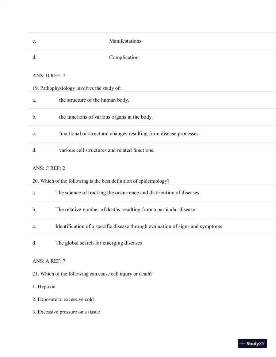 Test Bank for Porth's Essentials of Pathophysiology, 5th Edition (Chapters 1-28), page 9