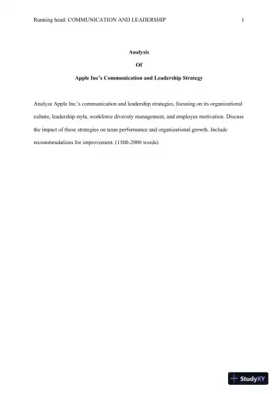 Analysis of Apple Inc�s Communication and Leadership Strategy - Page 1 preview image