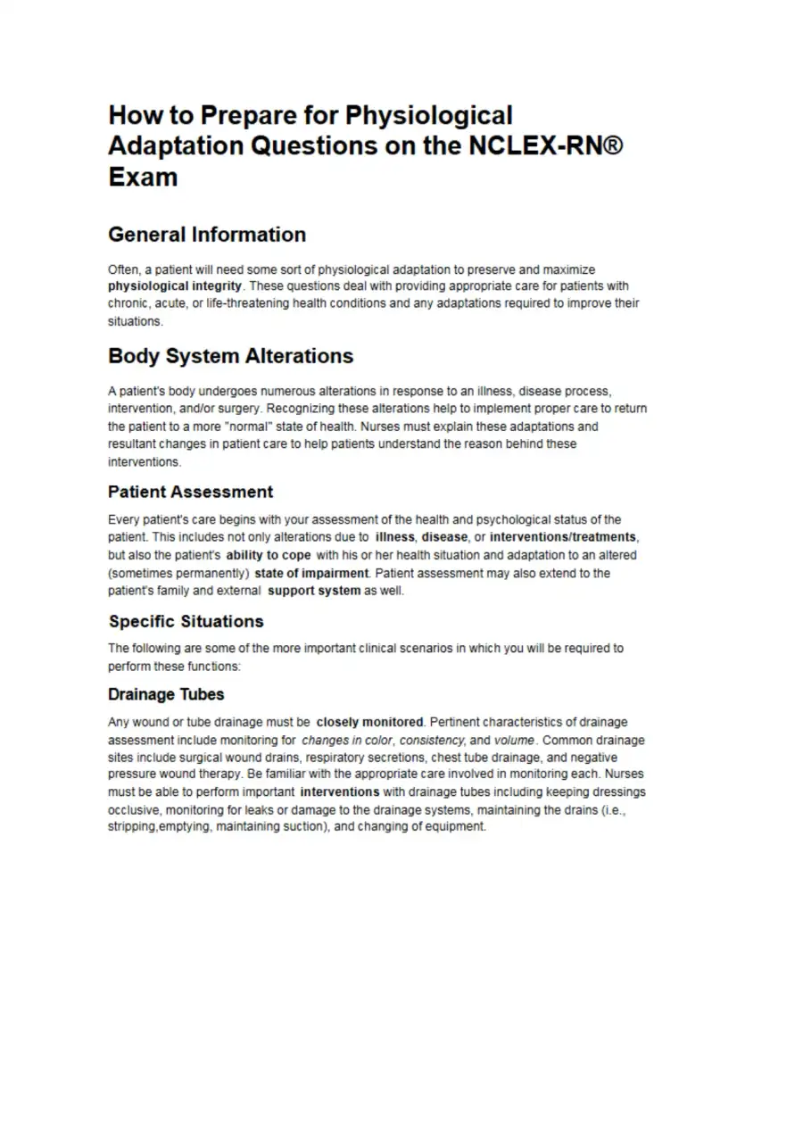 Physiological Adaptation Study Guide for the Nclex, page 6