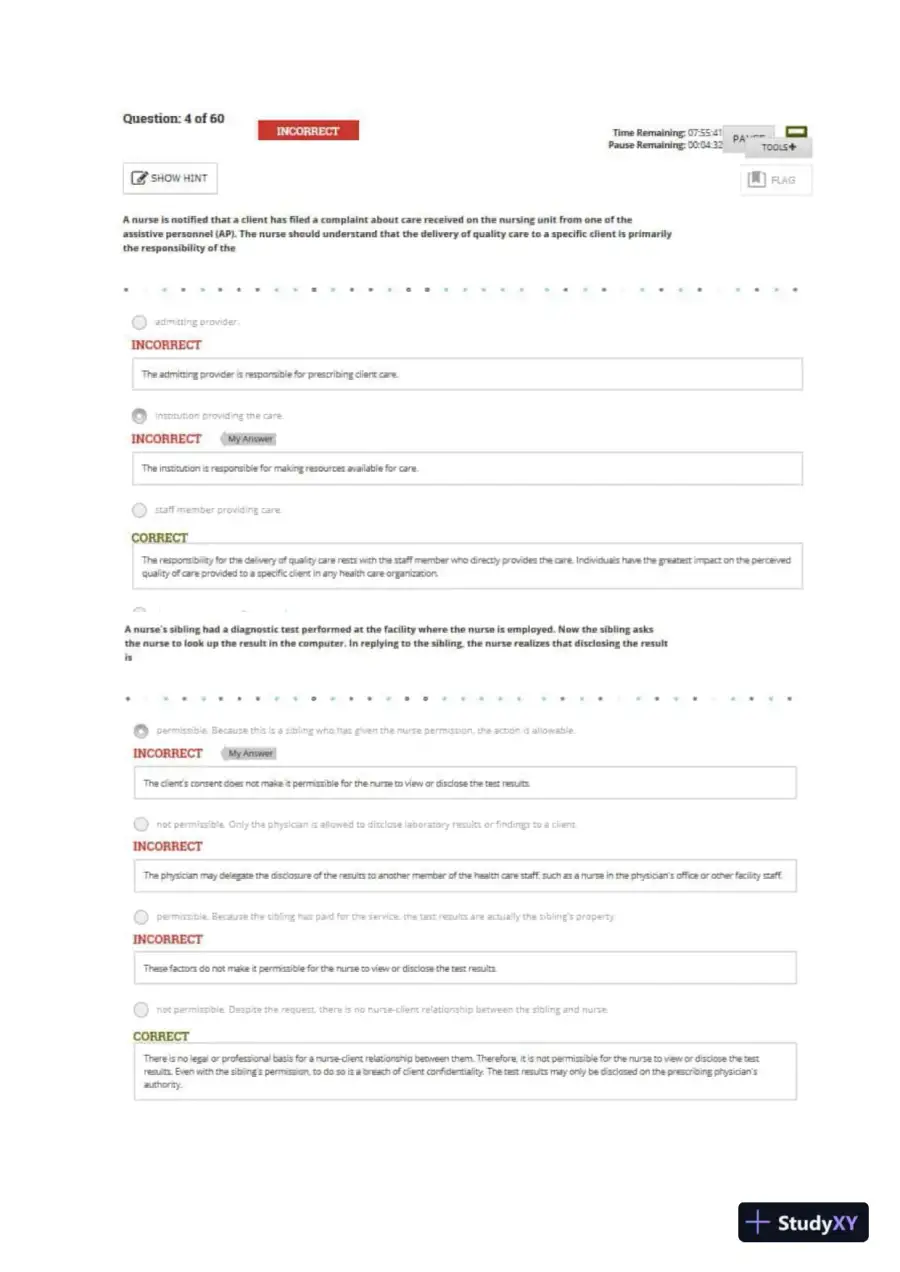 2020 ATI RN Leadership Proctored Exam Version 7 With Answers (60 Solved Questions), page 4