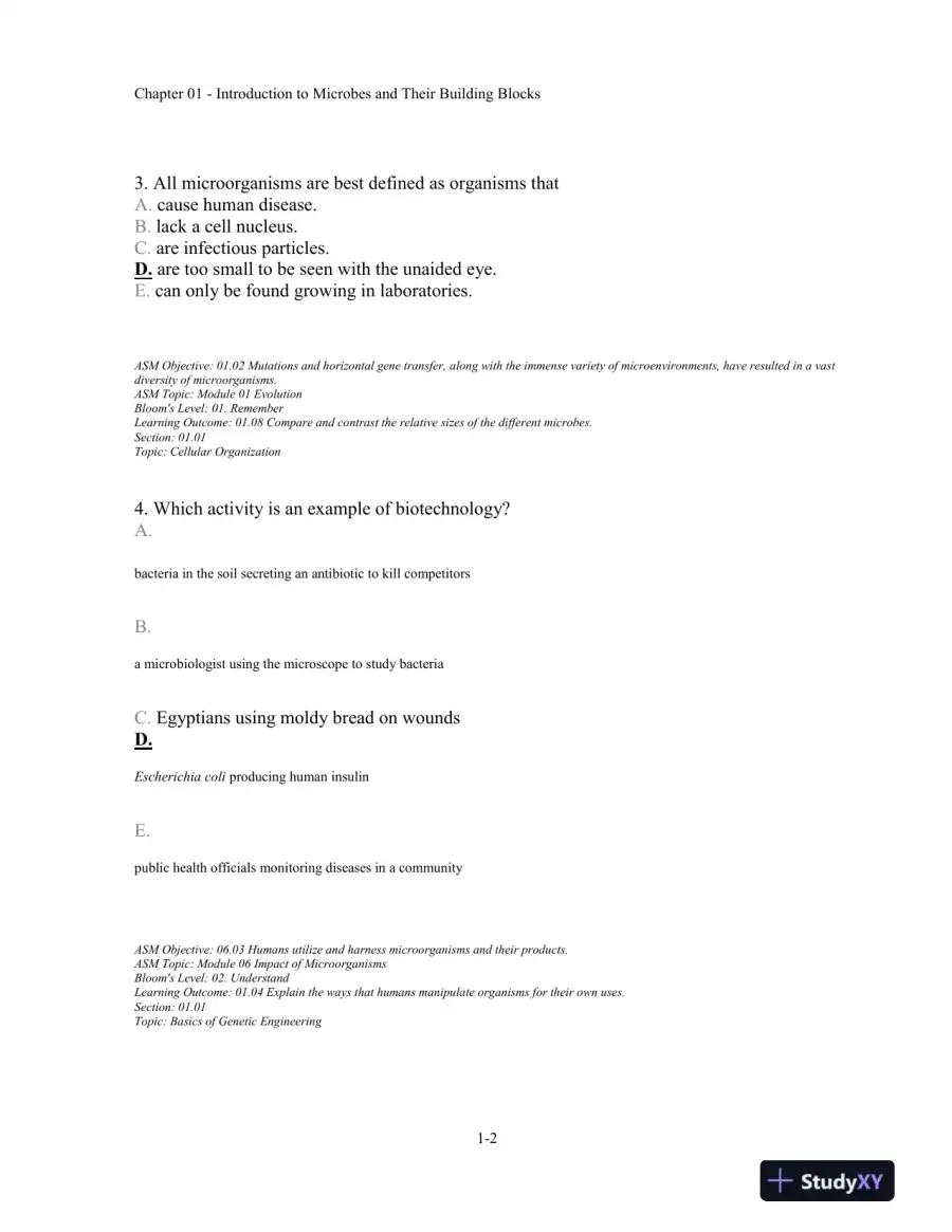 Test Bank For Microbiology Fundamentals: A Clinical Approach, 2nd Edition, page 3