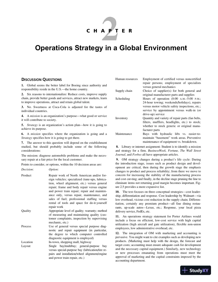 Operations Management: Sustainability and Supply Chain Management, Second Canadian Edition Solution Manual, page 10