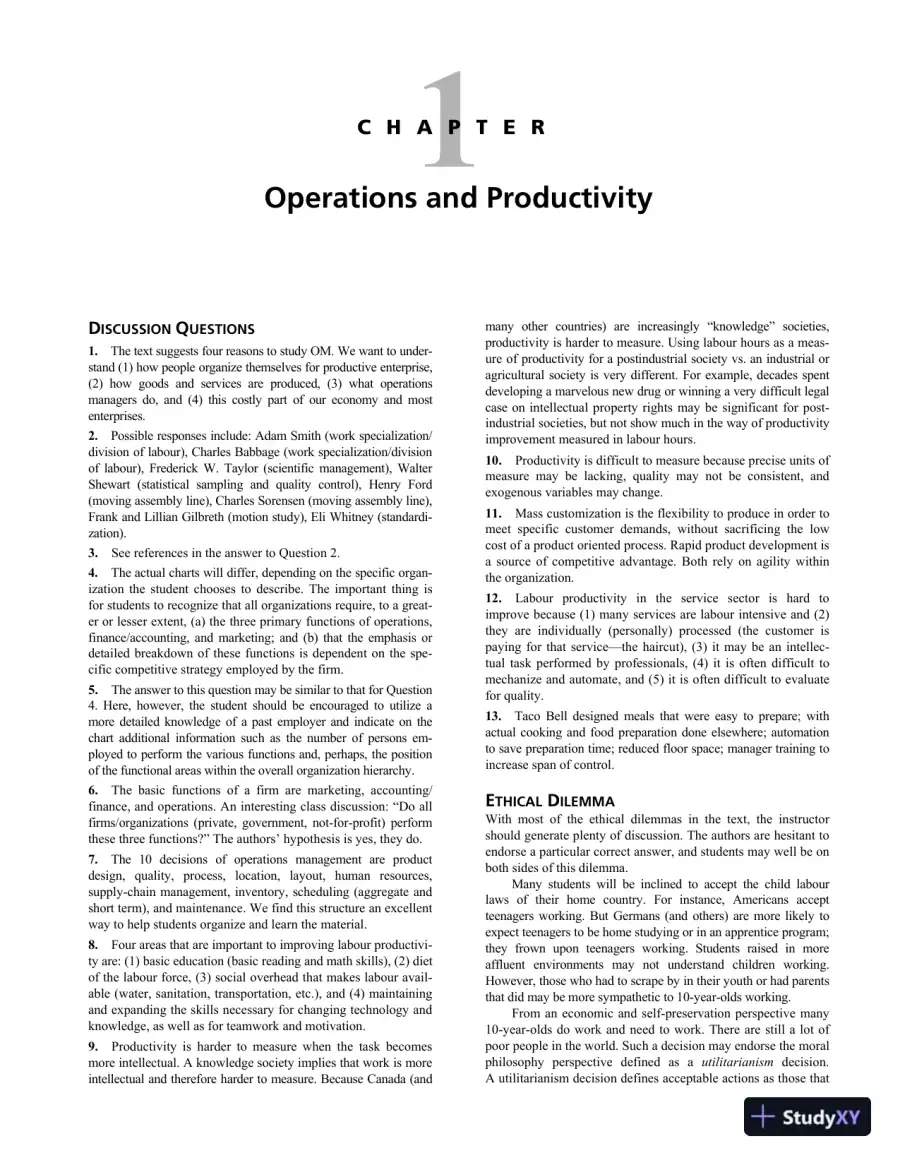 Operations Management: Sustainability and Supply Chain Management, Second Canadian Edition Solution Manual, page 4