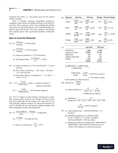 Operations Management: Sustainability and Supply Chain Management, Second Canadian Edition Solution Manual - Page 5 preview image