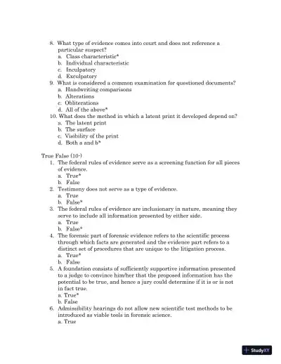 Test Bank For Forensic Science, 4th Edition - Page 11 preview image