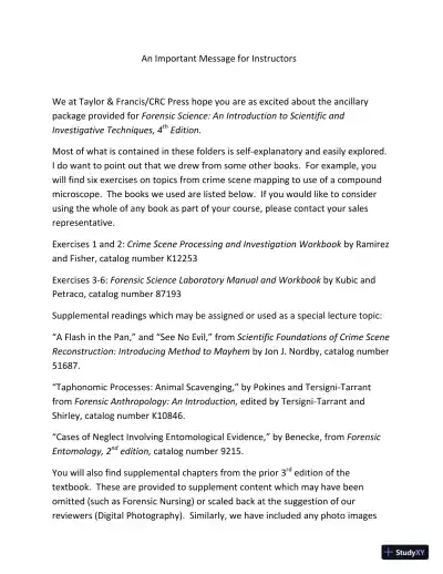 Test Bank For Forensic Science, 4th Edition - Page 4 preview image