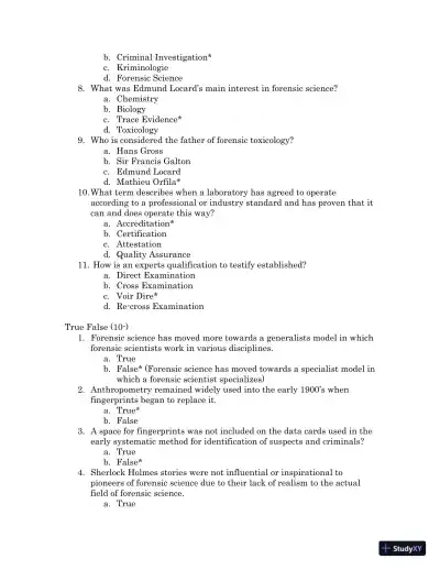 Test Bank For Forensic Science, 4th Edition - Page 7 preview image