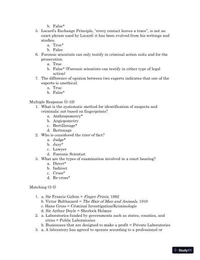 Test Bank For Forensic Science, 4th Edition - Page 8 preview image