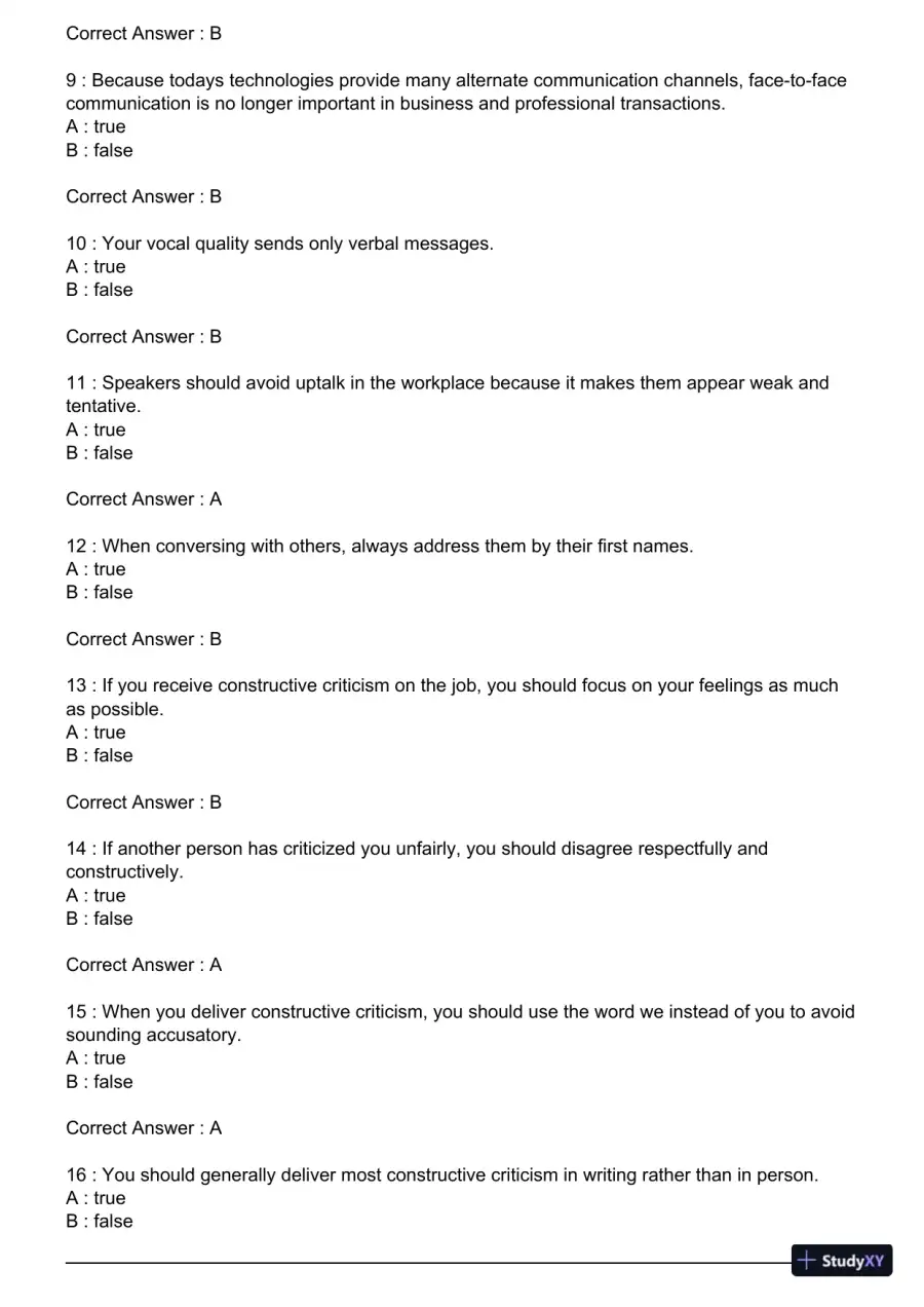 Test Bank For Essentials of Business Communication, 11th Edition, page 18