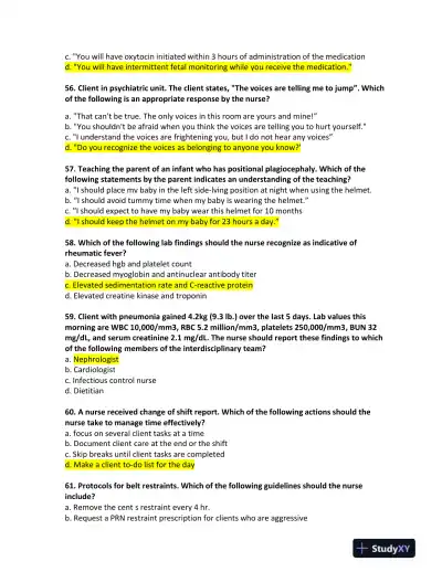 ATI Childcare Predictor Exam With Answers (182 Solved Questions) - Page 12 preview image