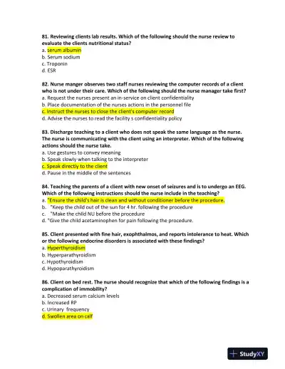 ATI Childcare Predictor Exam With Answers (182 Solved Questions) - Page 16 preview image