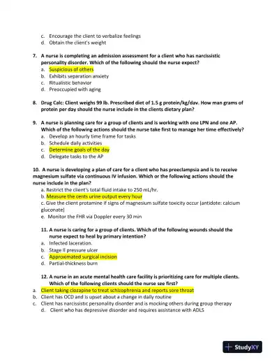 ATI Childcare Predictor Exam With Answers (182 Solved Questions) - Page 4 preview image