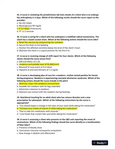 ATI Childcare Predictor Exam With Answers (182 Solved Questions) - Page 7 preview image