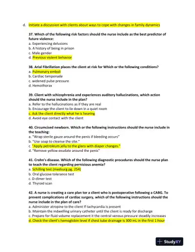 ATI Childcare Predictor Exam With Answers (182 Solved Questions) - Page 9 preview image