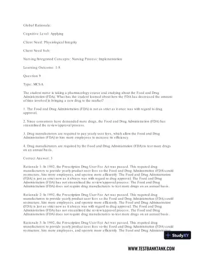 Pharmacology For Nurses: A Pathophysiologic Approach , 4th Edition Test Bank - Page 11 preview image