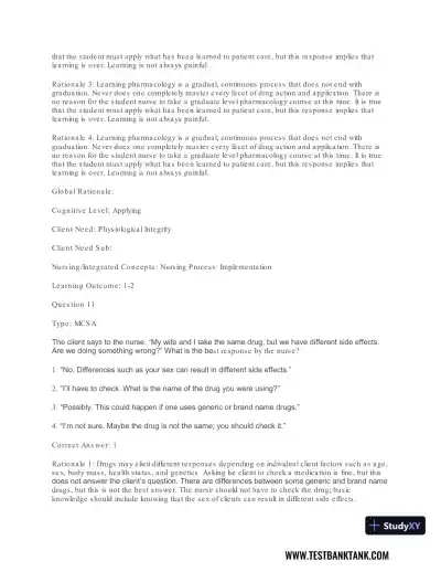 Pharmacology For Nurses: A Pathophysiologic Approach , 4th Edition Test Bank - Page 13 preview image