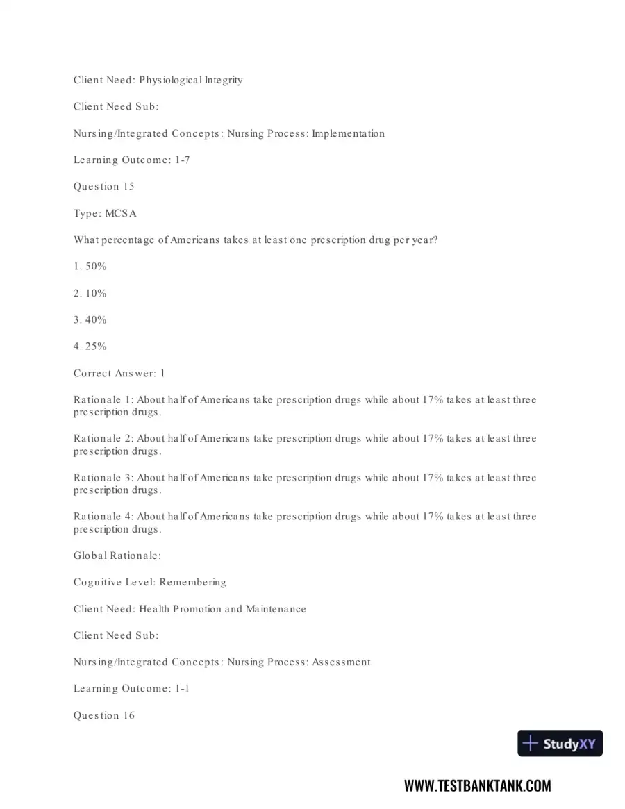 Pharmacology For Nurses: A Pathophysiologic Approach , 4th Edition Test Bank, page 18
