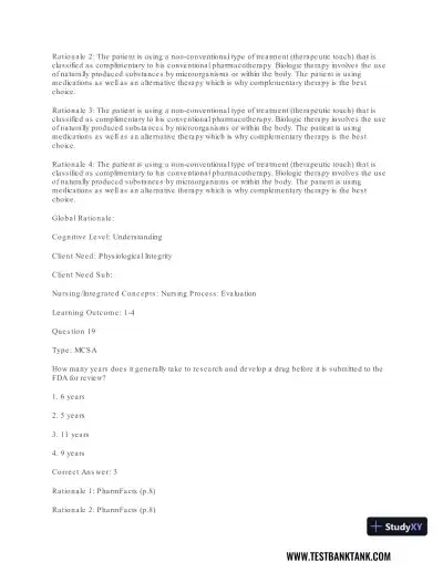 Pharmacology For Nurses: A Pathophysiologic Approach , 4th Edition Test Bank - Page 21 preview image