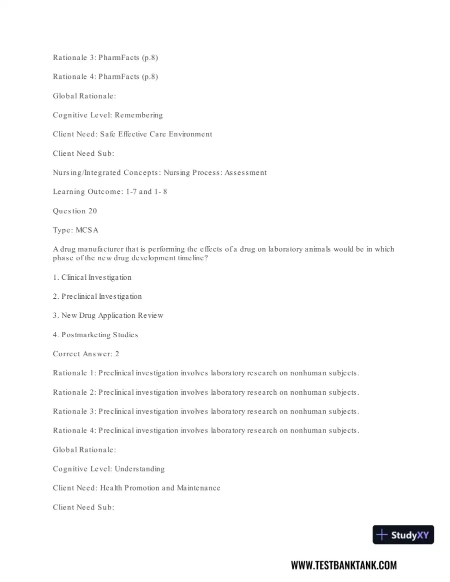 Pharmacology For Nurses: A Pathophysiologic Approach , 4th Edition Test Bank, page 22