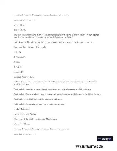 Pharmacology For Nurses: A Pathophysiologic Approach , 4th Edition Test Bank - Page 23 preview image