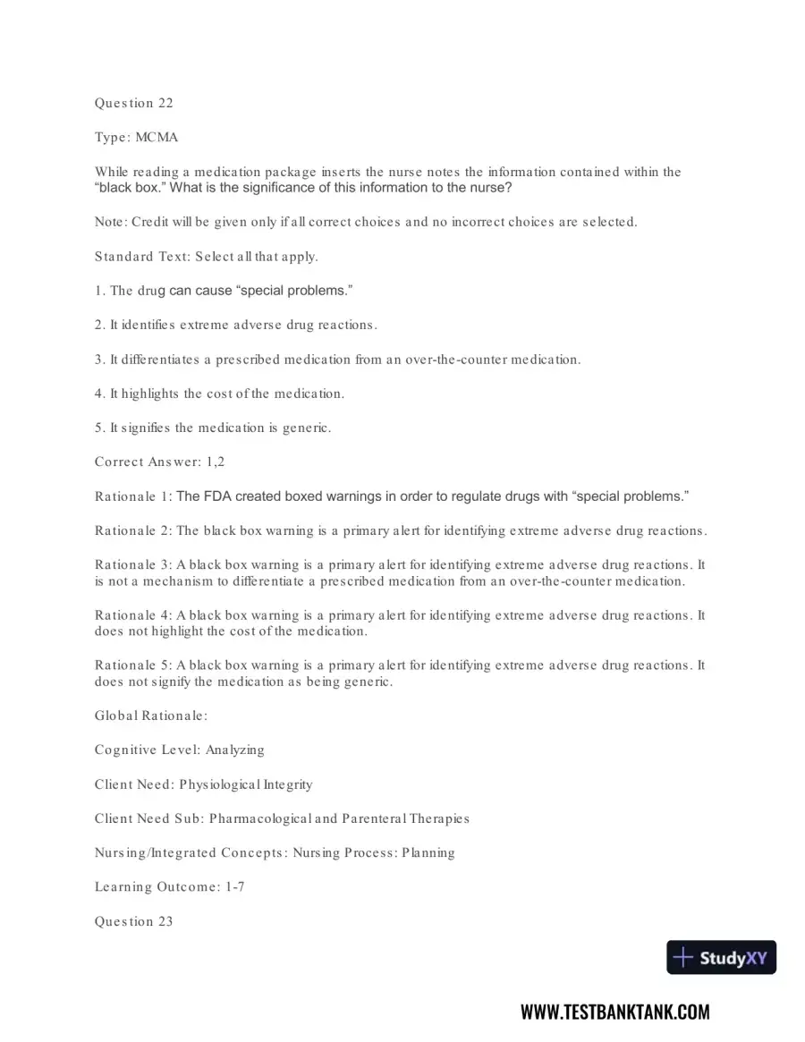 Pharmacology For Nurses: A Pathophysiologic Approach , 4th Edition Test Bank, page 24