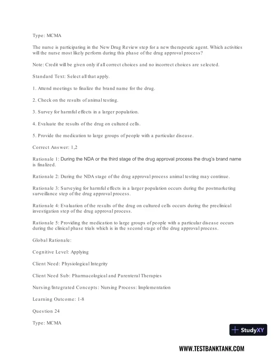 Pharmacology For Nurses: A Pathophysiologic Approach , 4th Edition Test Bank, page 25