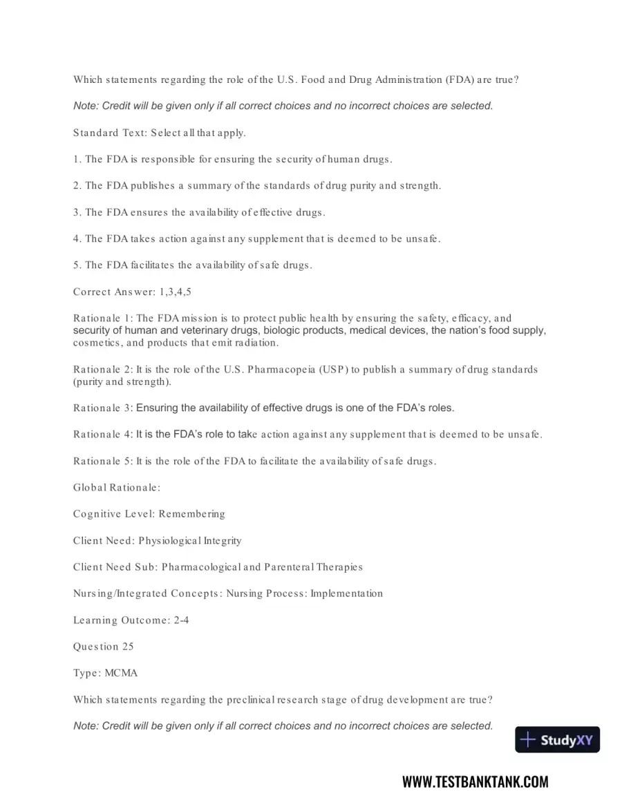 Pharmacology For Nurses: A Pathophysiologic Approach , 4th Edition Test Bank, page 26