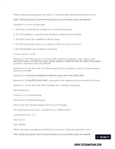 Pharmacology For Nurses: A Pathophysiologic Approach , 4th Edition Test Bank - Page 26 preview image