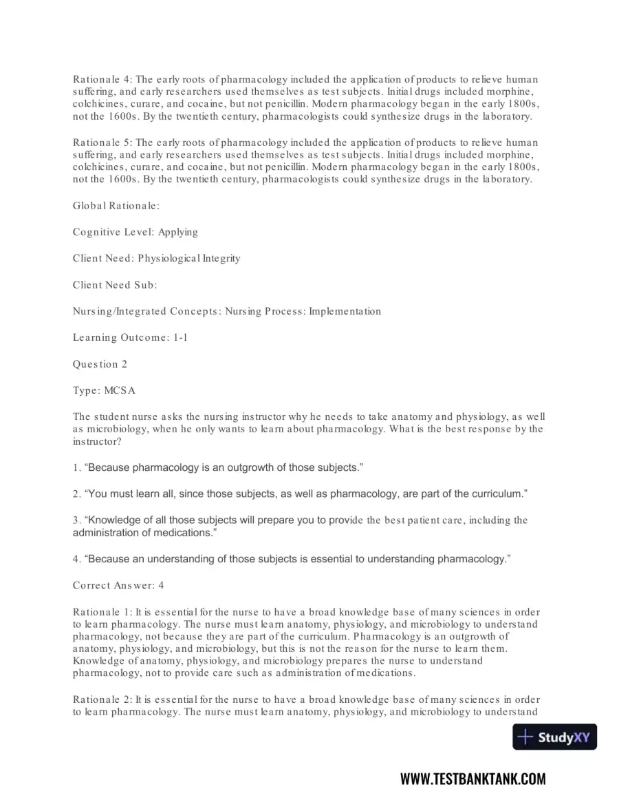 Pharmacology For Nurses: A Pathophysiologic Approach , 4th Edition Test Bank, page 3