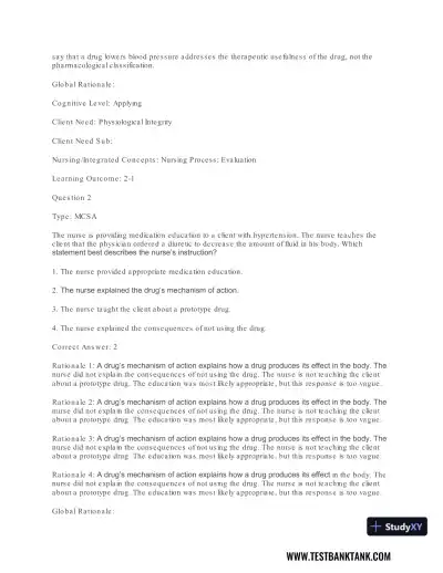 Pharmacology For Nurses: A Pathophysiologic Approach , 4th Edition Test Bank - Page 30 preview image