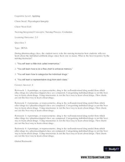 Pharmacology For Nurses: A Pathophysiologic Approach , 4th Edition Test Bank - Page 31 preview image