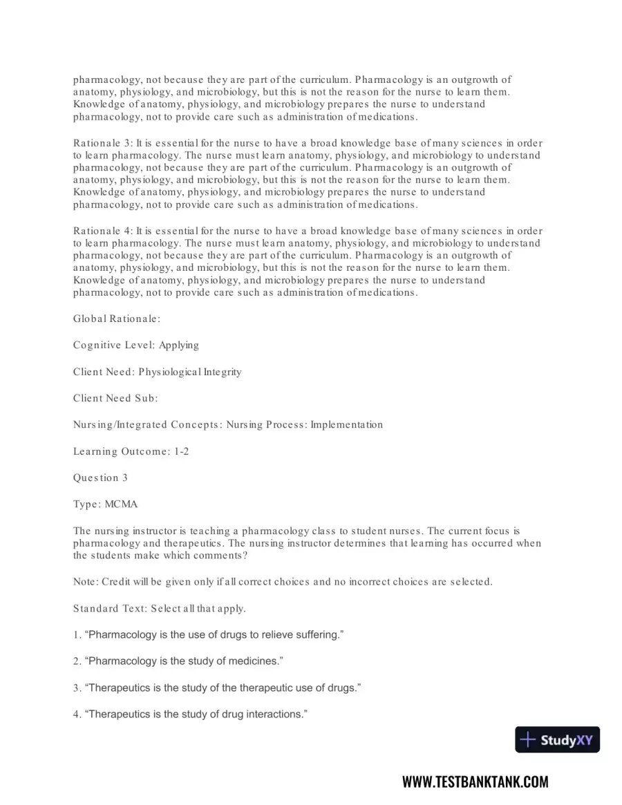 Pharmacology For Nurses: A Pathophysiologic Approach , 4th Edition Test Bank, page 4