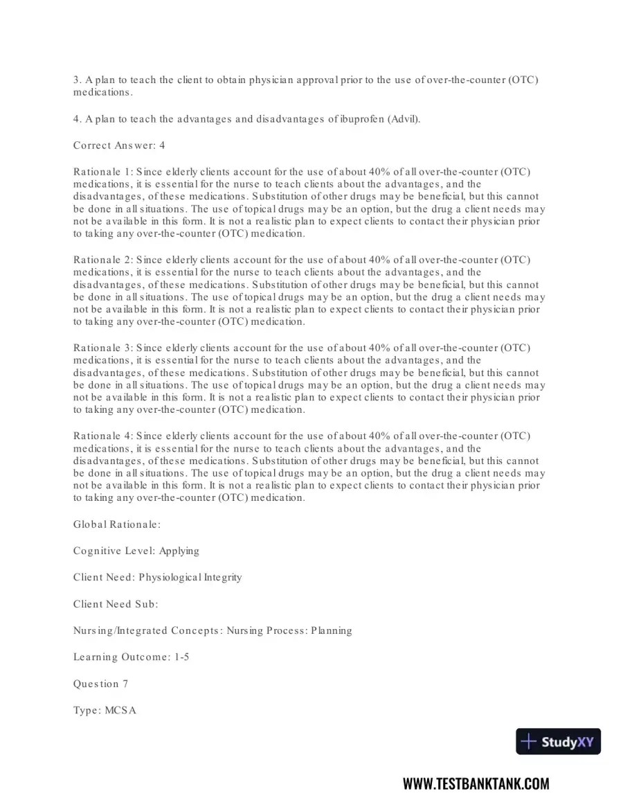 Pharmacology For Nurses: A Pathophysiologic Approach , 4th Edition Test Bank, page 8