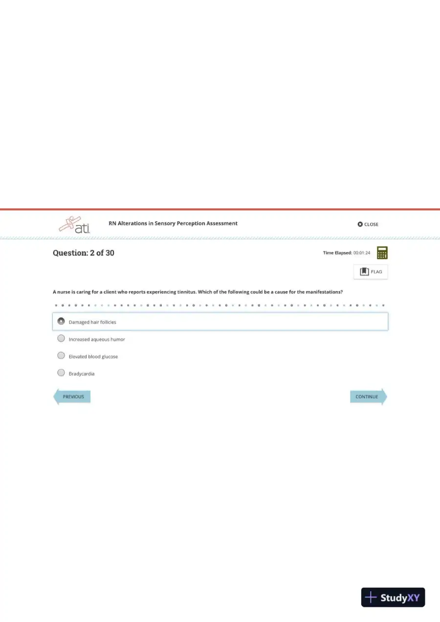 ATI RN Engage Adult Medical Surgical Alterations in Sensory Perception Assessment 3.0 With Answers (30 Solved Questions), page 3